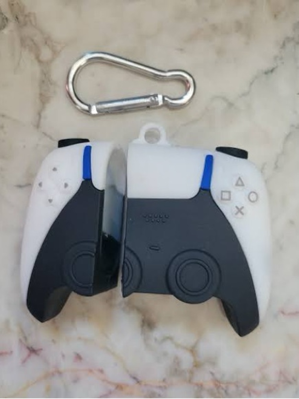 Silicone White & Black PlayStation Controller Case Keychain